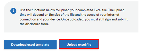 Upload excel file