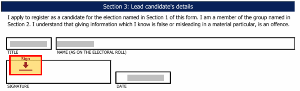 Application to register a group of candidates