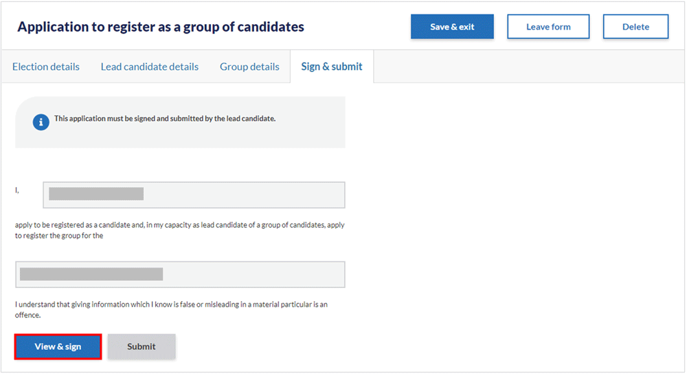 Steps to register a group of candidates